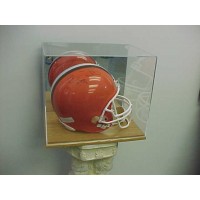 FixtureDisplays® Football Helmet Display Case with Solid Oak Base 100024