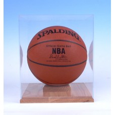FixtureDisplays® Acrylic Basketball Display case with Oak Base 100028