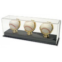 FixtureDisplays® Triple Baseball Gold Glove Display case 100035