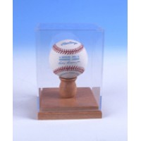 FixtureDisplays® Single baseball Oak Display case 100039