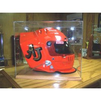 FixtureDisplays® NASCAR Helmet Display case with A Oak Base 100041