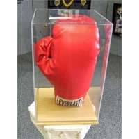 FixtureDisplays® Single Boxing glove display case with Oak base 100052
