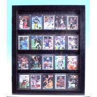 FixtureDisplays® 20 Baseball card displays case will hold 20 ungraded baseball cards Glossy Black 100094
