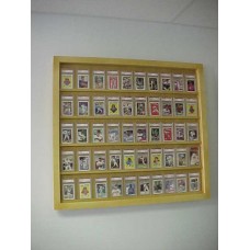 FixtureDisplays® Golden Oak 50 Graded card Baseball card displays case will hold 50 graded baseball cards 100099