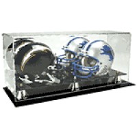 FixtureDisplays® Double Mini Football Helmet Display case Black acrylic base 100120