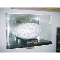 FixtureDisplays® Football Display case Solid Oak Black Base 100189