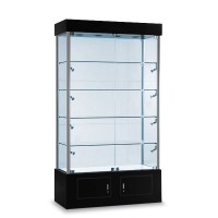 Black Lighted Tower Display Case with Adjustable Shelves 100279