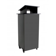 FixtureDisplays® Black Wood Podium Pulpit Lectern Event Debate Speech School Mobile on Wheels Castors Easy Assembly Required Come with Videos 10057