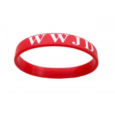 FixtureDisplays® Red Silicone Wristband Bracelet WWJD Christian Gift Bracelet What Would Jesus Do 100780-RED