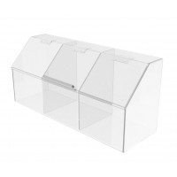FixtureDisplays® Plaxiglass Clear Acrylic 3 Compartment Toppings Bin 15.5 X 7 X 5