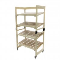 FixtureDisplays® 4-Tier Bakery Bread Rack with Angled Shelves Wooden Display Rack Bread Store Rack 30X18X55