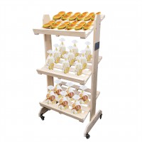 FixtureDisplays® Wood Bakery Rack Bread Shelf Stand Produce Grocery Wood Display Kitchen Pantry Organizer 26.8