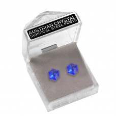 E065 B Sparkling Crystal 5.5mm Cube Earrings Sapphire Blue 1020007