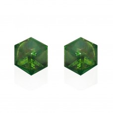 E065 Gn Sparkling Crystal 5.5mm Cube Earrings Emerald Green 1020009