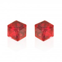 E065 R Sparkling Crystal 5.5mm Cube Earrings Ruby Red 1020014