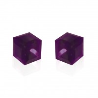 E065 v Sparkling Crystal 5.5mm Cube Earrings Dark Violet 1020015
