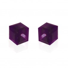 E065 v Sparkling Crystal 5.5mm Cube Earrings Dark Violet 1020015