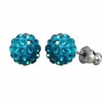 E088 T Sparkling 8mm Crystal Cluster Ball Earrings Teal Blu 1020016