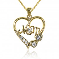 Forever Gold Sparkly Crystal Heart Mom Necklace N1224 G 1020038