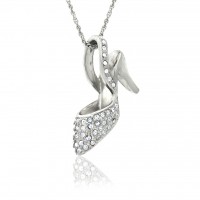 N893 S Forever Silver Austrian Crystal High Heel Necklace 1020039