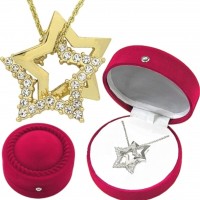 N872 Rb Forever Gold or Silver Crystal Double Star Necklace Bulk No Box 1020047-Gold