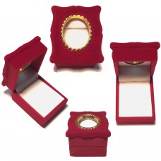Burgundy Red Velour Hinged Oval Window Frame Gift Box, Ring 1020050-1PK