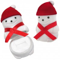 White Velour Snowman Snow Girl Gift Box, Ring, Earrings, Etc 1020054-1PK