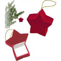 Red Velour Holiday Star Ornament Gift Box, Ring, Earrings 1020055-1PK