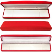 Long Plush Red Velour Hinged Gift Box Bracelet, Watch, Etc 1020065-1PK