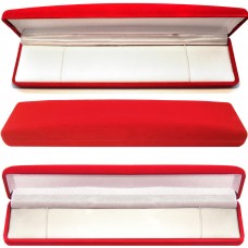 Long Plush Red Velour Hinged Gift Box Bracelet, Watch, Etc 1020065-144PK