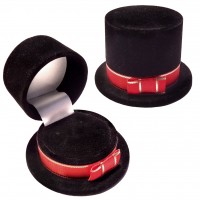 Unique Black Velour Top Hat Gift Box, Ring, Pin, Etc 1020067-1PK