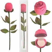 Pink Velour Long Stem Rose Gift Box in Presentation Box Ring 1020068-1PK