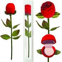 Red Velour Long Stem Rose Gift Box in Presentation Box Ring 1020069-1PK