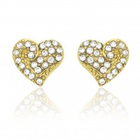 E194G Forever Gold Sm Curved Crystal Heart Earrings102778