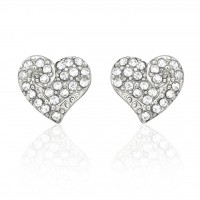 E194S Forever Silver Sm Curved Crystal Heart Earrings102779