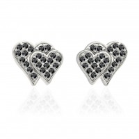 E193Sbk Forever Silver Small Double Heart Earrings102782