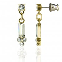 E184 Forever Gold Or Silver Plated Baguette Dangle Earrings102795-Gold