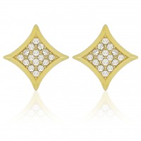 E155G Forever Gold Plated Crystal Curved Square Earrings102802