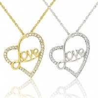 N859 Forever Gold Plated Swirling Love Heart Necklace102808-Gold