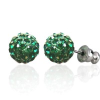 E088GN Sparkling 8mm Crystal Cluster Ball Earrings - Green