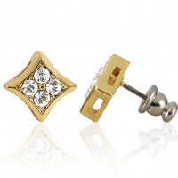 E105 Forever Gold Crystal Sm Curved Sq Earrings102835-Gold