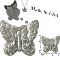 Pewter Butterfly Jewelry Box* Pin, Earrings & Necklace Combo102837
