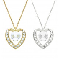 N804 Forever Gold Crystal Heart W / Solitaire Necklac102847-Gold