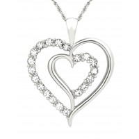 N864 Forever Silver Crystal Double Heart Pendant102852-Silver