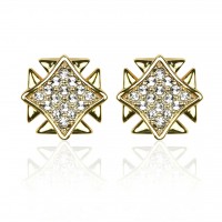 E138G Forever Gold Plated Crystal SQ Grid W / Wings Earrings102875