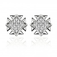 E138S Forever Silver Plated Crystal SQ Grid W / Wings Earrings102876