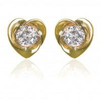 E140G Forever Gold Plated Crystal Spiral Heart Stud Earrings102877