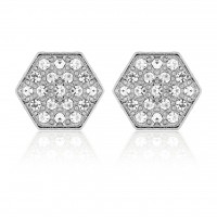 E152S Forever Silver Plated Crystal Hexagon Cluster Earrings102887