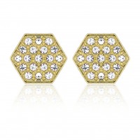 E152G Forever Gold Plated Crystal Hexagon Cluster Earrings102889