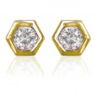 E144G Forever Gold Plated Crystal Hexagon Stud Earrings102892